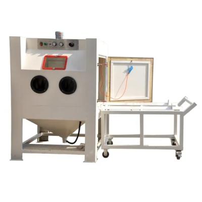 China Building Material Shops Dry Suction Type Manual Sand Blaster Cabinet With Turntable Cart Optional for sale