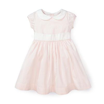 China Lovely Girls Anti-Static Clothing Kids Cotton Puff Sleeve Pleated Waist Bow Girls Striped Summer Casual Dresses for sale