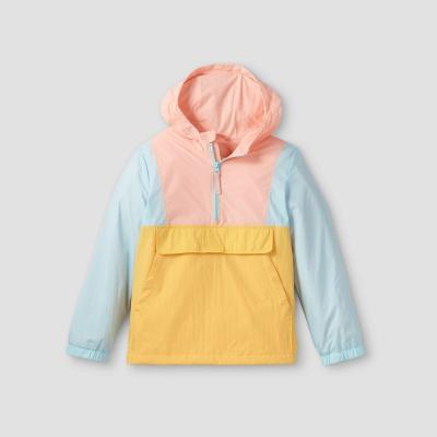 China Anti-wrinkle girls clothing anorak jacket winter coat color block design water and wind resistant outwear for kids for sale