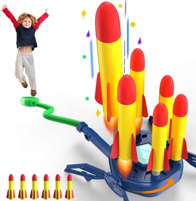 China 2022 Outdoor Rocket Launcher With Adjustable Sturdy Launcher Stand With Stomp Launch Platform With 6 Foam Rocket For Kids 28.5*25*30cm for sale