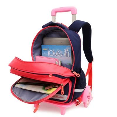 China Waterproof Rolling Backpacks Kids School Bags Students Backpack Trolley Wheels Bags For Kids Removable for sale