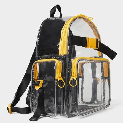 China OEM Anti-theft Custom Logo PVC Clear Stylish Bags Waterproof Black Transparent Backpacks For Male for sale