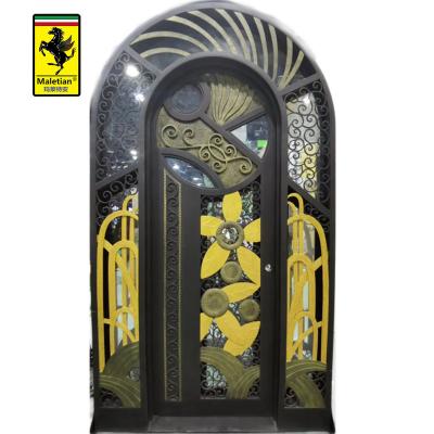 China Anti-theft design of the direct sale of cast iron gate modern factory entrance wrought iron gate with entrance security belt and grill for sale