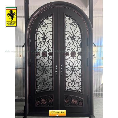 China Front Door Steel Art French Anti-theft Luxury Wrought Iron Door for sale