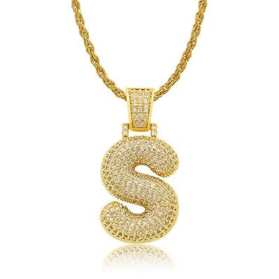 China CLASSIC the most fashionable gold plated full zircon unisex letter hi pendant hop necklace for sale