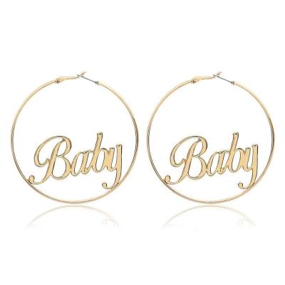 China CLASSIC personalized custom name earrings round circle stainless steel nameplate earrings for women for sale