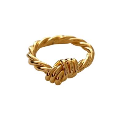 China TRENDY Fine Jewelry 2022 Gold Plated Wedding Rings Simple Design Twist Knot Ring 925 Sterling Silver For Women for sale