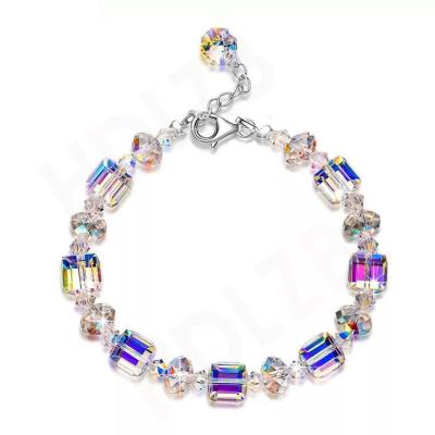 China New come FASHION best 925 Crystal Square Luxury Bracelet Austrian silver crystal bracelet Amazon charm sale for sale