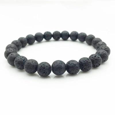 China Elastic Natural Stone Men Women 8mm Lava Rock Aromatherapy Essential Oil Diffuser Bracelet CLASSIC Yoga Beads Bracelet Bangle for sale