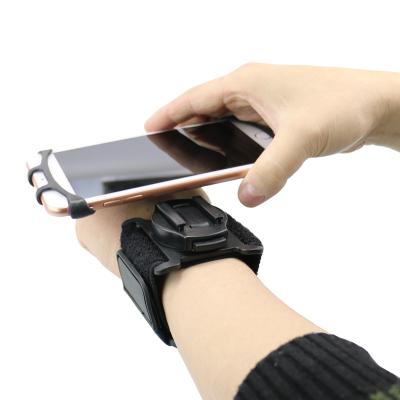 China Universal Adjustable Wrist Armband Wristband Phone Holder Factory 360 Rotation Phone Holder Wristband Phone Mount for sale