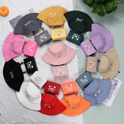 China Fashion Women Bucket Hats And Purses Handbags Set Ladies Leather Shoulder Make Up Style Chain Handbag for sale