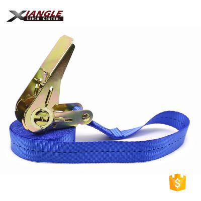 China Polyester 25mm 1 Inch Polyester Ratchet 800kgs Zinc Alloy Link Lashing Down Belt For Cargo Webbing For Seat Belt for sale