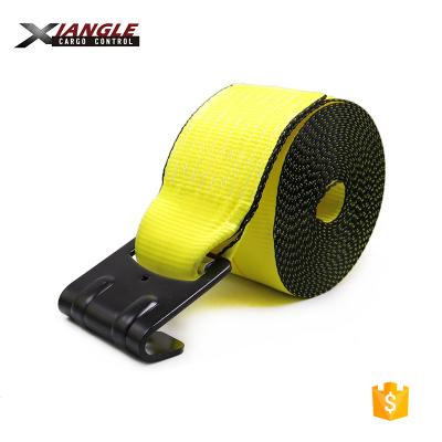 China Wholesale Heavy Duty 4 Inch PE/PP Winch Straps With Flat Yellow Hook 16200lbs Cargo Lashing Strap For Hauling for sale