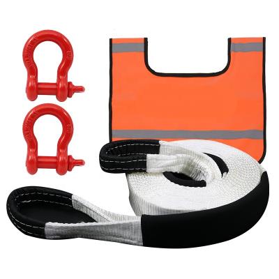 China Custom Car Tow Strap 100% Nylon Tow 8ton Strap 9m Nylon Recovery Vehicle Logo for sale