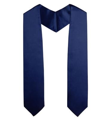 China School Wholesale Graduation Plain Navy blue Satin graduation stoles for sale