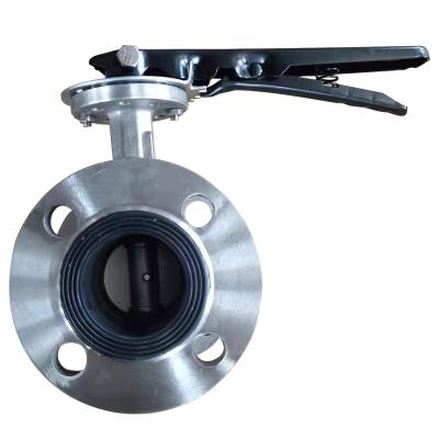 China General Stainless Steel SS304 Butterfly Valve Flange End Rubber EPDM Coated Lined Iron Lever DN40 PN16 for sale