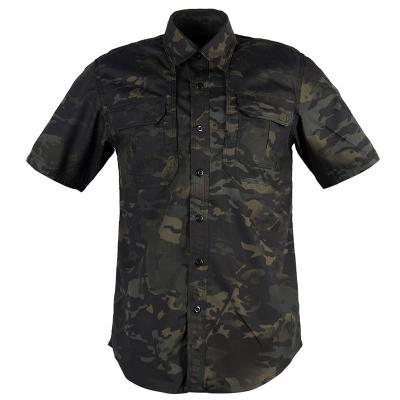 China Cp Anti-Static Black OEM Customized Military Buttons Up Pockets Security Guard Uniform Shirts Tactical Dress Shirt for sale