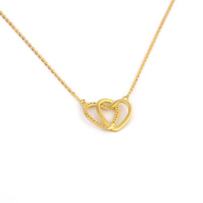 China European and American All-match Double Diamond Necklace Pendant Women's Fashion Open Heart Jewelry Fashionable Heart S925 Silver for sale