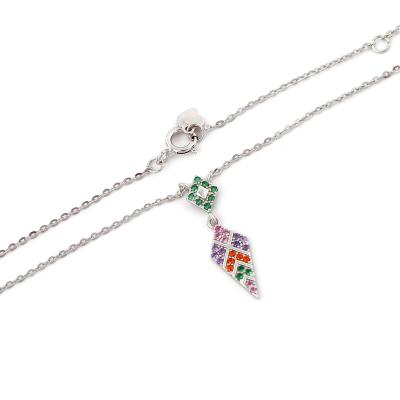 China Trendy Color Zircon Fashion Pendant Necklace Personalized Design 925 Sterling Silver Clavicle Chain for sale