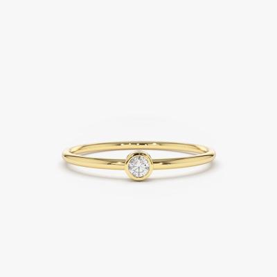 China CLASSIC 14k Solid Gold Diamond Bezel Solitaire Ring for sale