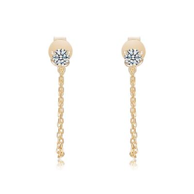 China Romantic 14k Gold Diamond Drop Chain Earring OEM ODM Manufacturer CVD Diamond Perfect for Gift for sale