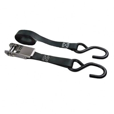 China Cargo Link Strap Ratchet Tensioner Assemblies Stainless Steel 1 Inch Polyester Down Lashing With Hook And Keeper for sale