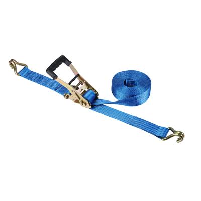 China Polyester 5000kgs 2 Inch Ratchet Strap J-Hook Cargo Lashing Down Link Ratchet Straps With Rubber Grip en venta