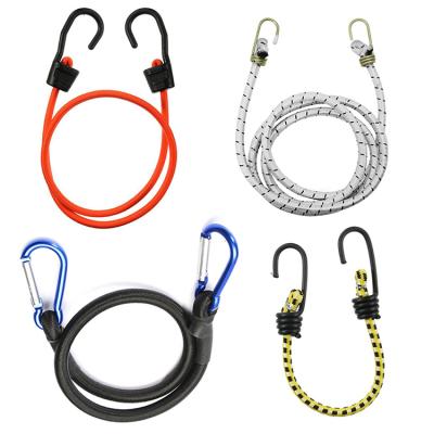 China PP Chat + Bungee Jumping Bungee Loop Core Latex Heavy Duty Flat Rubber Adjustable Bungee Down Tie Down Seil With Metal Hook for sale