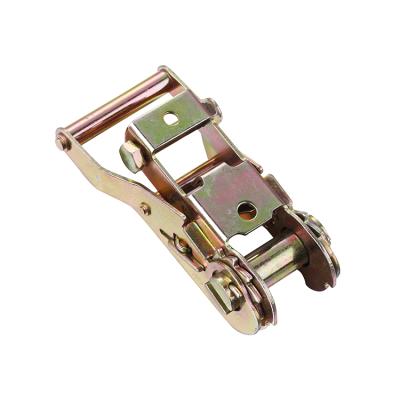 China Carbon Steel Handle 28mm Steel Yellow Zinc Plate Ratchet Buckle for sale