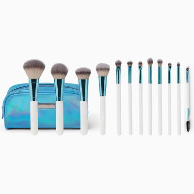 China Angular Blush Amazon Hot Sale Nano Synthetic Fiber Hair Powder Base Custom 10 Pcs Makeup Brush Set for sale