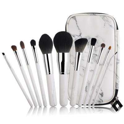 China Angular Blush 11Piece Luxury White Makeup Set Brush Large Headed Powder Blush Cosmetic Makeup Brush Private Label Beauty Care Brush for sale