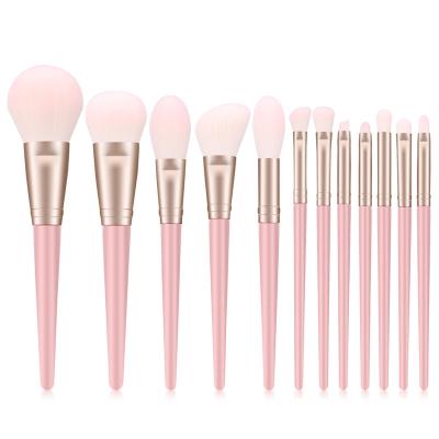 China Angular Blush Private Label Synthetic Hair 12 Piece Rose Makeup Set Brushes With Makeup Box Cosmetic Brush for sale