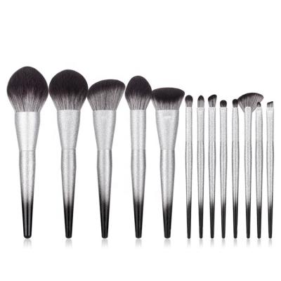 China Angular Blush 13pcs Soft Nano Fiber Hair Ombre Glitter Makeup Brush Set With Stand Wholesale Makeup Brushes for sale