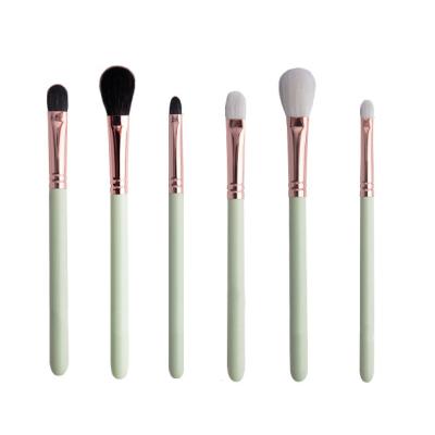 China Angular Blush Matcha Logo 6Pcs Green Customized Squirrel Hair Eyebrow Eyeshadow Makeup Brush Set for sale