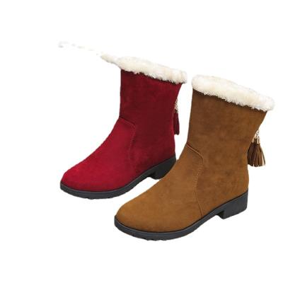 China 2021 Winter Snow Suede Round Toe High Top Cotton Boots Shoes Anti-skid Short Hot Spot Tube Shoes Women's Snow Boots for sale