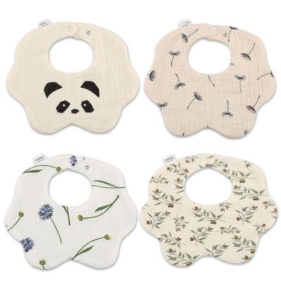 China Infant Custom Baby Bibs Comfortable Muslin Cotton Baby Drool Bib 360' Washable Petal Baby Bib for sale