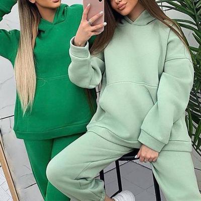 China JBeiL Breathable Winter Thick Casual Outfits Long Sleeve 2 Piece Set Women's Hoodies Joggers Sweatpants And Hoodie Set for sale