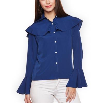 China JBeiL OEM Custom Blue Classic Regular Anti-Pilling Fitted Work Women Office Shirts Solid And Tops Office Shirts For Women for sale