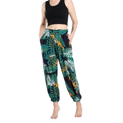 China JBeiL Custom 100% Breathable Summer VISCOSE Loose Pants With Pockets Elastic Waist Printing Casual Long Pants For Women for sale