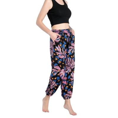 China 2022 Custom JBeiL Beach Casual Pants Women Print Breathable Women Casual Elastic Waist Pants With Pockets for sale