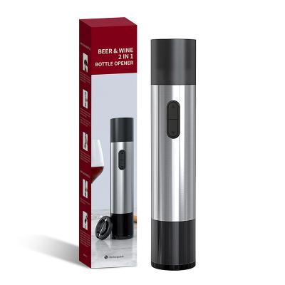 China Viable Hot Sale Premium Automatic Rechargeable Electric 2 In 1 Wine Opener Bottle Corkscrew Beer Opener for sale