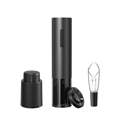 China Viable High Quality Rechargeable Electric Wine Bottle Opener Black Gift Box Wine Corkscrew Wine Stopper Set With Foil Cutter for sale