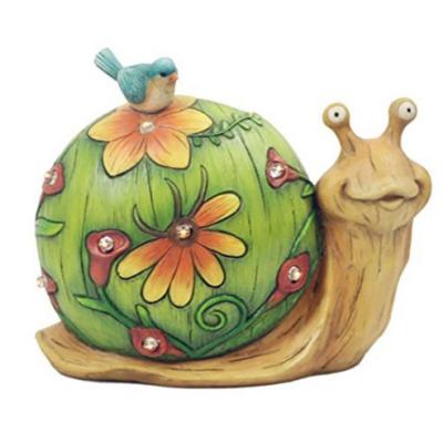 China China Garden Statue Snail Figurine with Solar Powered Outdoor Lights for Indoor Garden Yard Decorations for sale