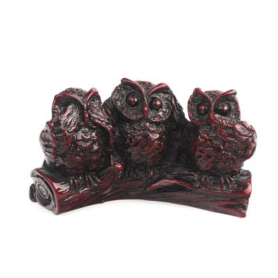 China China Lovely Red Color Resin Cheap Home Decor Owl Figurine for sale