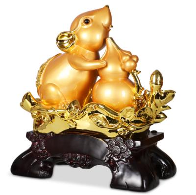 China China Improve Zodiac Statue Interior Ministry Decoration 2020 Decor Feng Shui Gold Chinese Rat Mouse Year For Good Luck Rat for sale