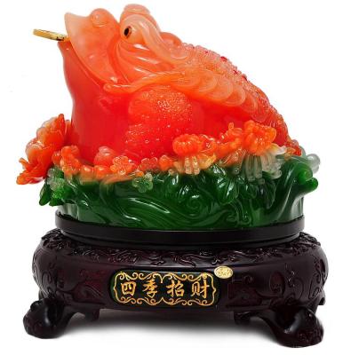 China China Feng Shui Fortune Frog With Coin , Jade Color Money Frog for sale