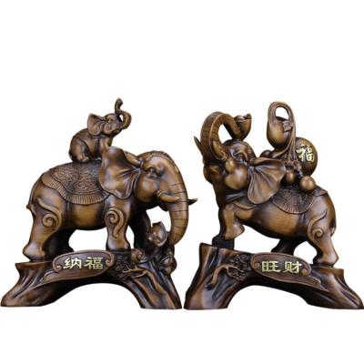 China China Statue Deco Mother And Baby Home Color Elephant Wooden Figurine for sale