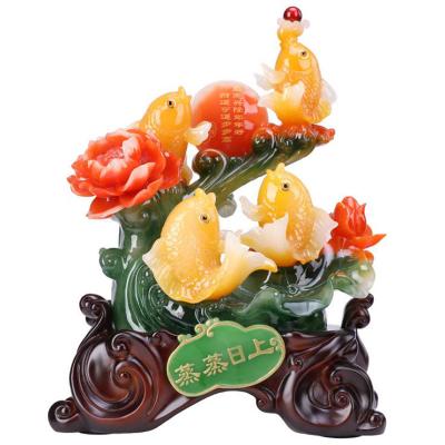 China China Chinese fengshui jade color home decoration fishes statue for sale