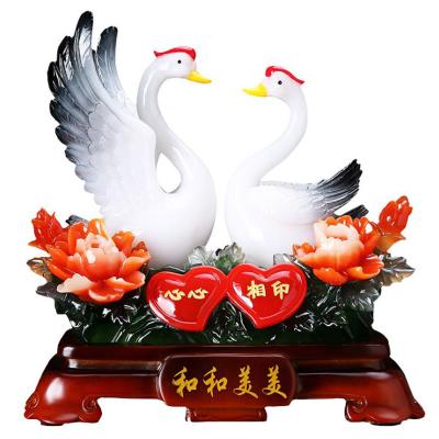 China China Resin Swan in Crafts Jade Figurine Home Decoration Artificial Swan for sale