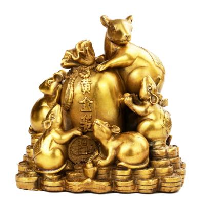 China China 5pcs Brass Material Chinese Zodiac Rat Animals Statue For Money Bag for sale